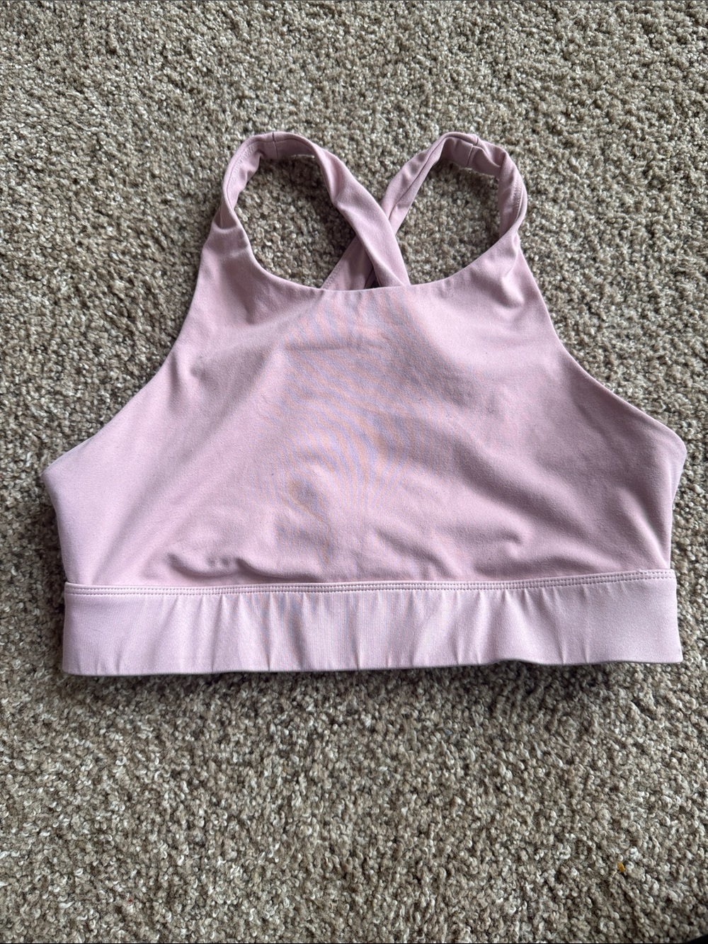 Fabletics Blush Pink High-Neck Crossback Sports Bra